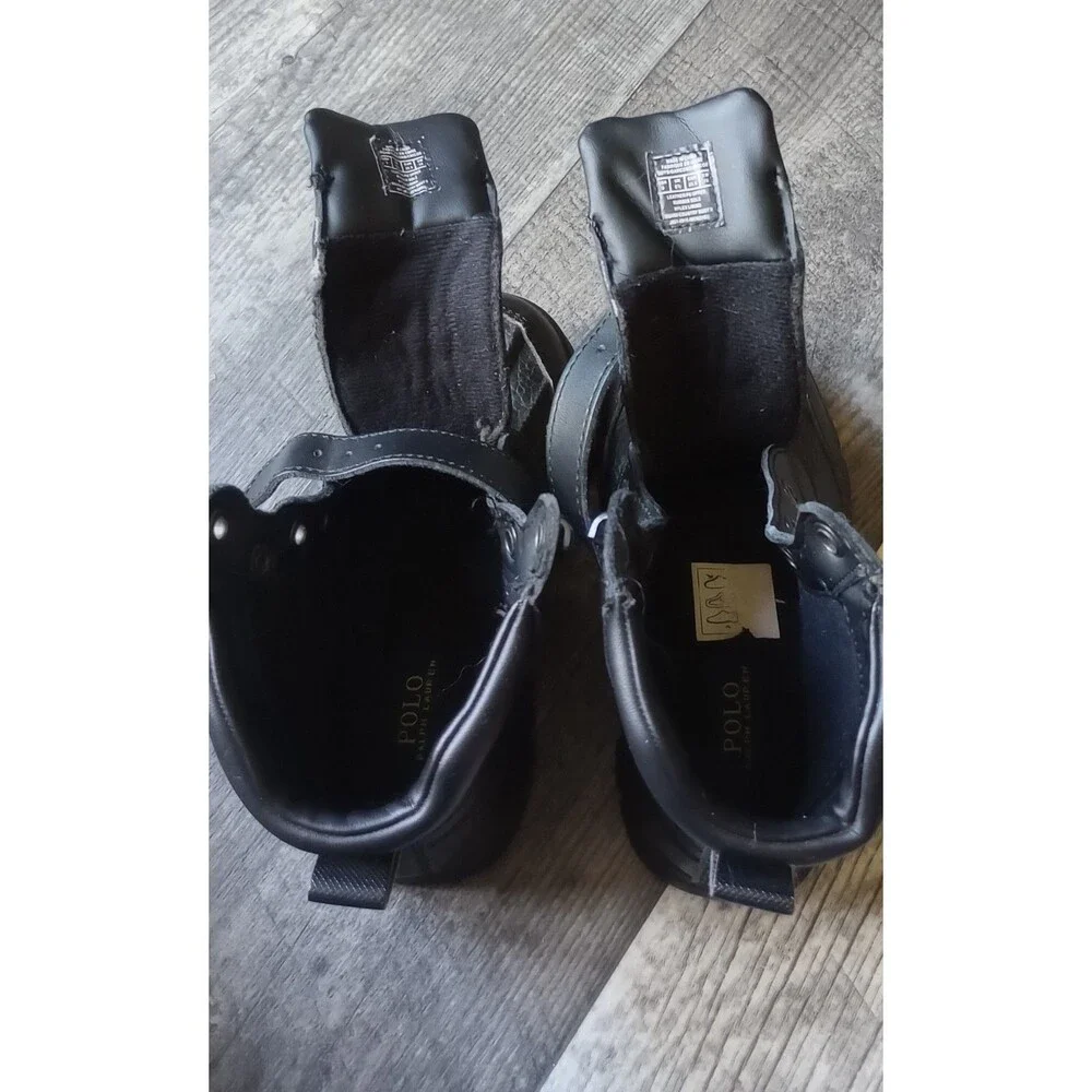 Polo Ralph Lauren Boys 9 Black Leather Country Boot II/ Duck Boots